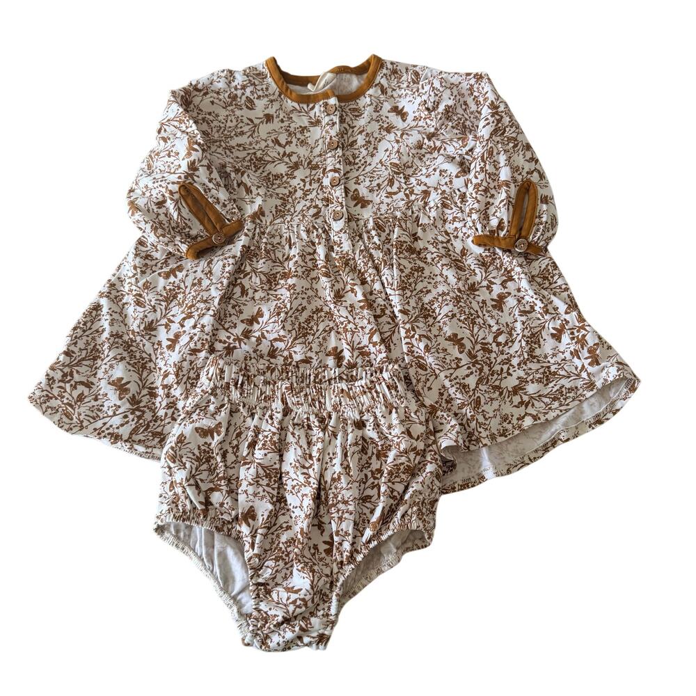Viverano Organic Floral Butterfly Baby Dress & Bloomers 18-24 months